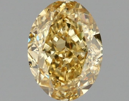 Lab-Grown Oval Diamond - 1.55 Carats, Fancy Intense Yellow Color, VVS2 Clarity - Certified by IGI - Report Number: LG665414889
