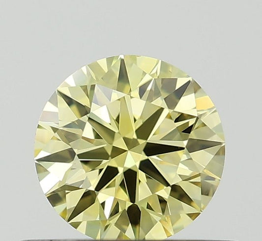 Lab-Grown Round Diamond - 0.51 Carats, Fancy Intense Yellow Color, VVS2 Clarity - Certified by IGI - Report Number: LG678573590