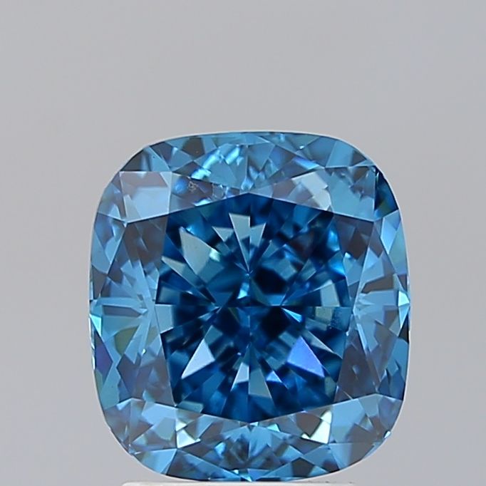 Lab-Grown Cushion Diamond - 3.06 Carats, Fancy Vivid Blue Color, VS1 Clarity - Certified by IGI - Report Number: LG650489305