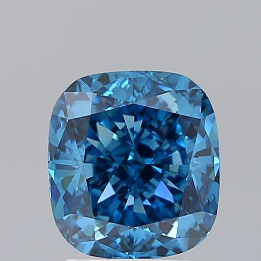 Lab-Grown Cushion Diamond - 3.06 Carats, Fancy Vivid Blue Color, VS1 Clarity - Certified by IGI - Report Number: LG650489305