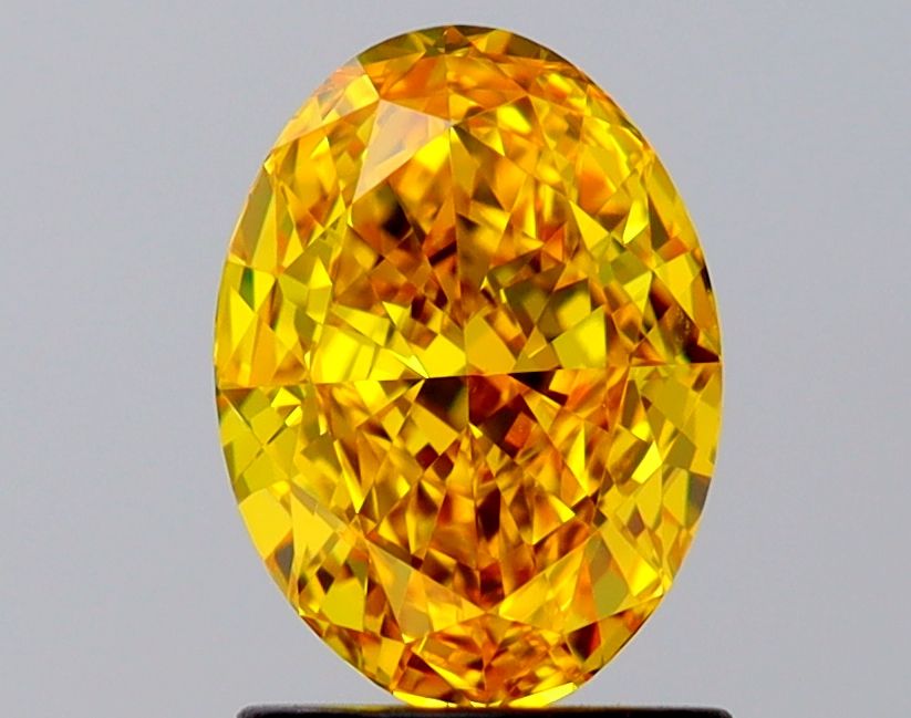 Lab-Grown Oval Diamond - 1.54 Carats, Fancy Vivid Yellow Color, VVS2 Clarity - Certified by IGI - Report Number: LG645407499