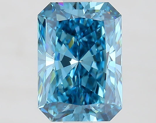 Lab-Grown Radiant Diamond - 1.6 Carats, Fancy Vivid Blue Color, VVS2 Clarity - Certified by IGI - Report Number: LG681516415