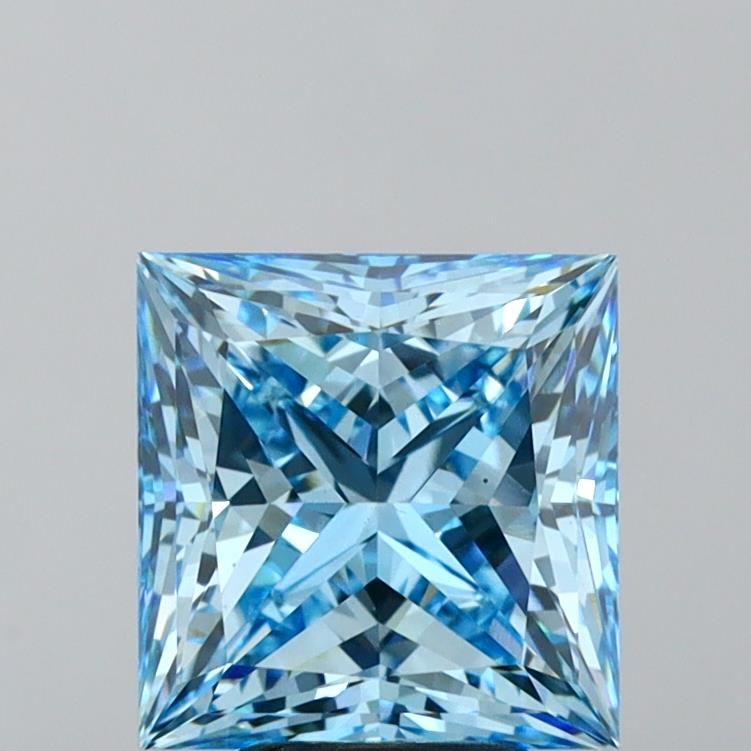 Lab-Grown Princess Diamond - 5.05 Carats, Fancy Vivid Blue Color, VS1 Clarity - Certified by IGI - Report Number: LG607326408