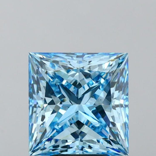 Lab-Grown Princess Diamond - 5.05 Carats, Fancy Vivid Blue Color, VS1 Clarity - Certified by IGI - Report Number: LG607326408