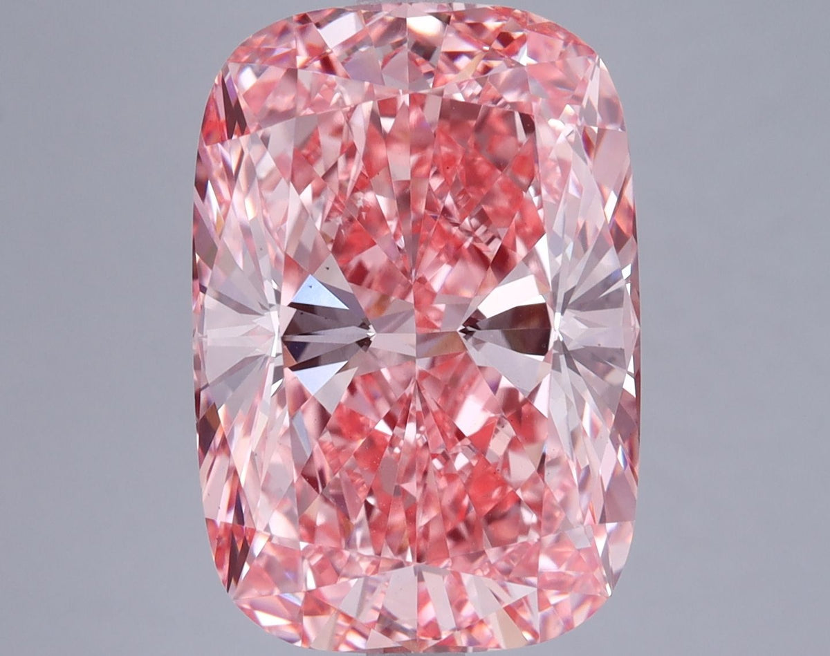 Lab-Grown Cushion Diamond - 8.46 Carats, Fancy Vivid Pink Color, VS1 Clarity - Certified by IGI - Report Number: LG618416343