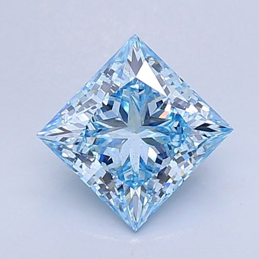 Lab-Grown Princess Diamond - 2.56 Carats, Fancy Intense Blue Color, SI1 Clarity - Certified by IGI - Report Number: LG652436861