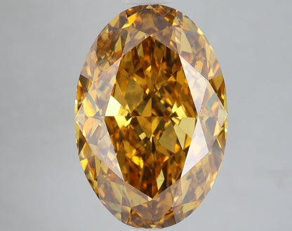 Lab-Grown Oval Diamond - 6.33 Carats, Fancy Vivid Brownish Yellow Color, VS1 Clarity - Certified by IGI - Report Number: LG671468806