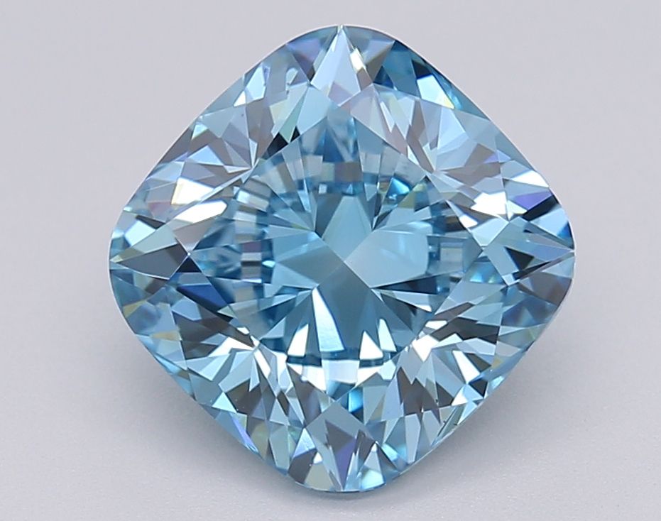 Lab-Grown Cushion Diamond - 2.57 Carats, Fancy Vivid Blue Color, VS1 Clarity - Certified by IGI - Report Number: LG608377100