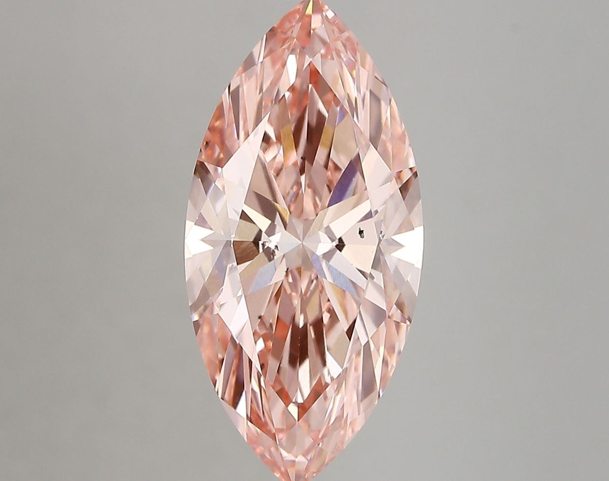 Lab-Grown Marquise Diamond - 4.02 Carats, Fancy Vivid Pink Color, VS2 Clarity - Certified by IGI - Report Number: LG669450280