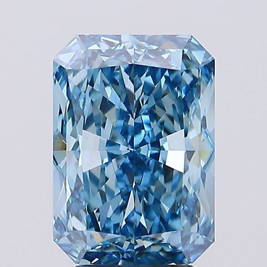 Lab-Grown Radiant Diamond - 4.06 Carats, Fancy Vivid Blue Color, VVS2 Clarity - Certified by IGI - Report Number: LG670448142