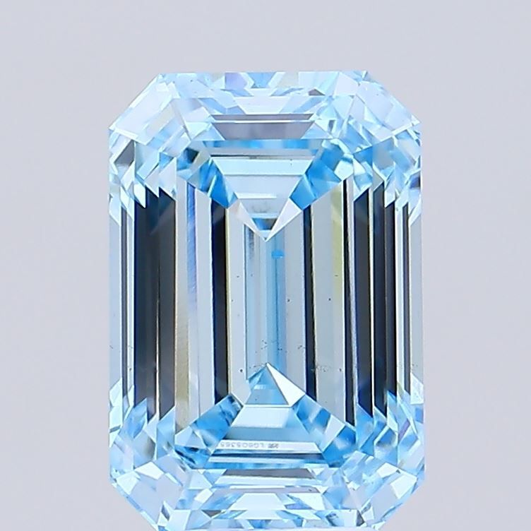 Lab-Grown Emerald Diamond - 6.15 Carats, Fancy Intense Blue Color, VS2 Clarity - Certified by IGI - Report Number: 605365131