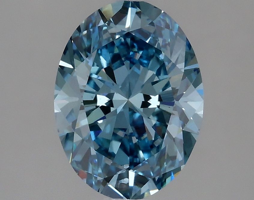 Lab-Grown Oval Diamond - 2.02 Carats, Fancy Vivid Blue Color, VS2 Clarity - Certified by IGI - Report Number: LG633423987
