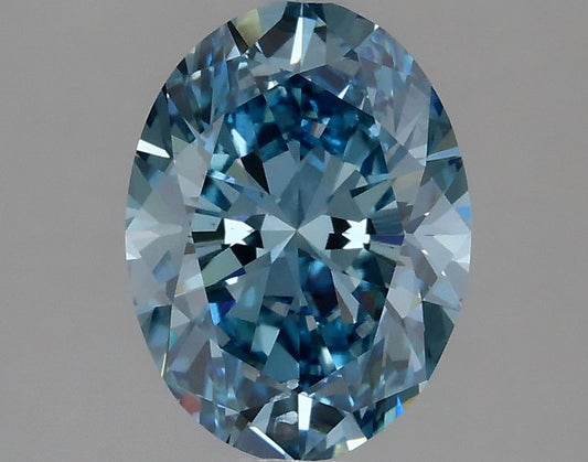 Lab-Grown Oval Diamond - 2.02 Carats, Fancy Vivid Blue Color, VS2 Clarity - Certified by IGI - Report Number: LG633423987