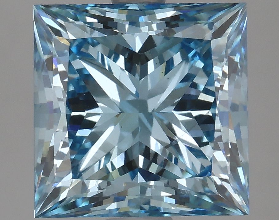 Lab-Grown Princess Diamond - 3.55 Carats, Fancy Vivid Blue Color, VS2 Clarity - Certified by IGI - Report Number: LG617491223