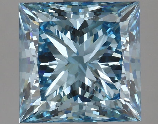 Lab-Grown Princess Diamond - 3.55 Carats, Fancy Vivid Blue Color, VS2 Clarity - Certified by IGI - Report Number: LG617491223