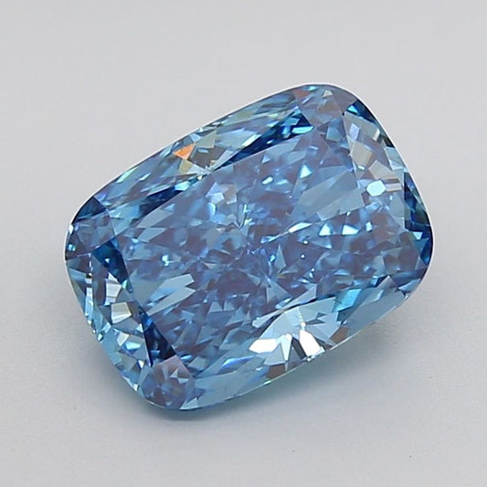 Lab-Grown Cushion Diamond - 3.46 Carats, Fancy Vivid Blue Color, VS1 Clarity - Certified by IGI - Report Number: LG612318775