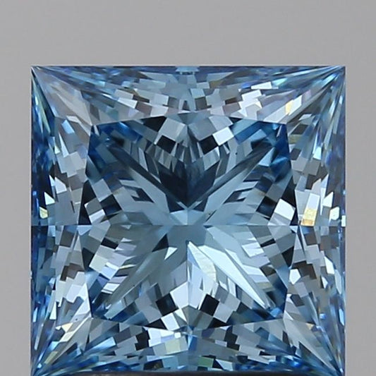 Lab-Grown Princess Diamond - 2.09 Carats, Fancy Vivid Blue Color, VS1 Clarity - Certified by IGI - Report Number: LG618441940