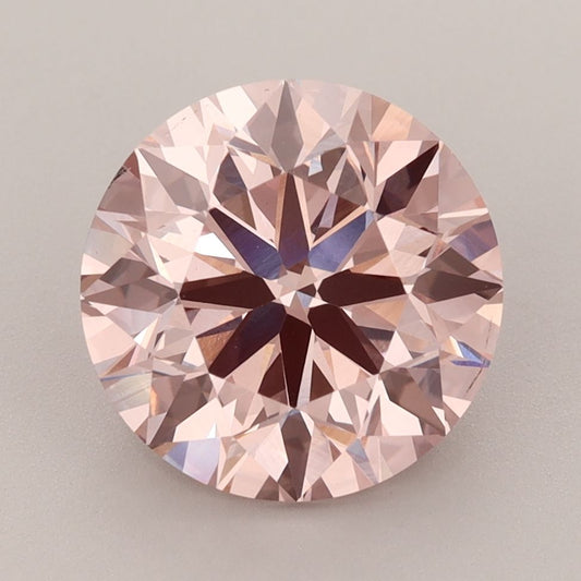 Lab-Grown Round Diamond - 4.0 Carats, Fancy Vivid Brownish Pink Color, VS1 Clarity - Certified by IGI - Report Number: 631417917
