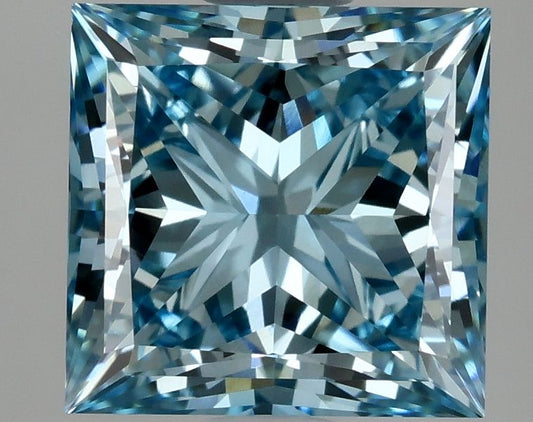 Lab-Grown Princess Diamond - 2.83 Carats, Fancy Vivid Blue Color, VS1 Clarity - Certified by IGI - Report Number: LG635403417