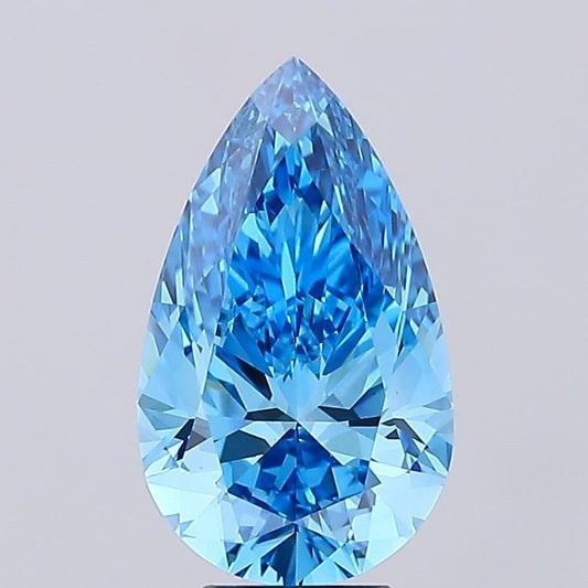 Lab-Grown Pear Diamond - 5.07 Carats, Fancy Vivid Blue Color, VS1 Clarity - Certified by IGI - Report Number: LG685588695