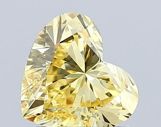 Lab-Grown Heart Diamond - 1.31 Carats, Fancy Vivid Yellow Color, VS1 Clarity - Certified by IGI - Report Number: LG627449487