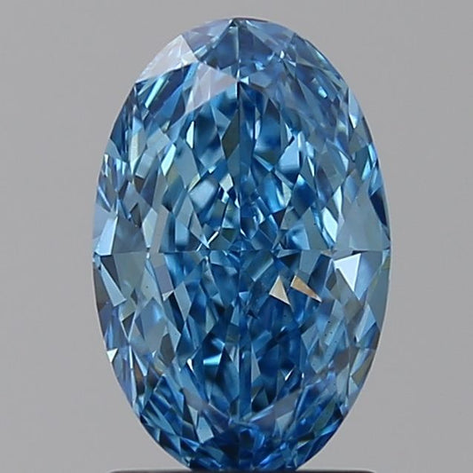 Lab-Grown Oval Diamond - 1.58 Carats, Fancy Vivid Blue Color, VS1 Clarity - Certified by IGI - Report Number: LG628499286