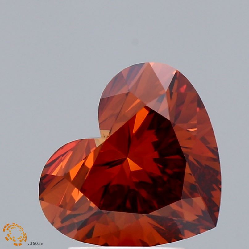 Lab-Grown Heart Diamond - 3.01 Carats, Fancy Deep Orange Color, VVS2 Clarity - Certified by IGI - Report Number: 627418471