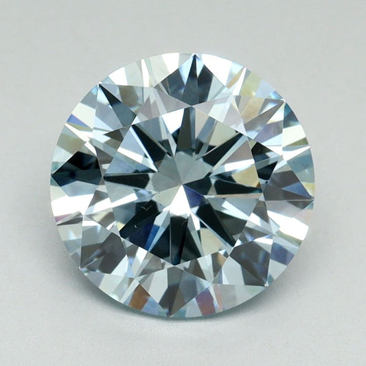 Lab-Grown Round Diamond - 3.01 Carats, Fancy Intense Blue Color, VVS2 Clarity - Certified by IGI - Report Number: LG636401507