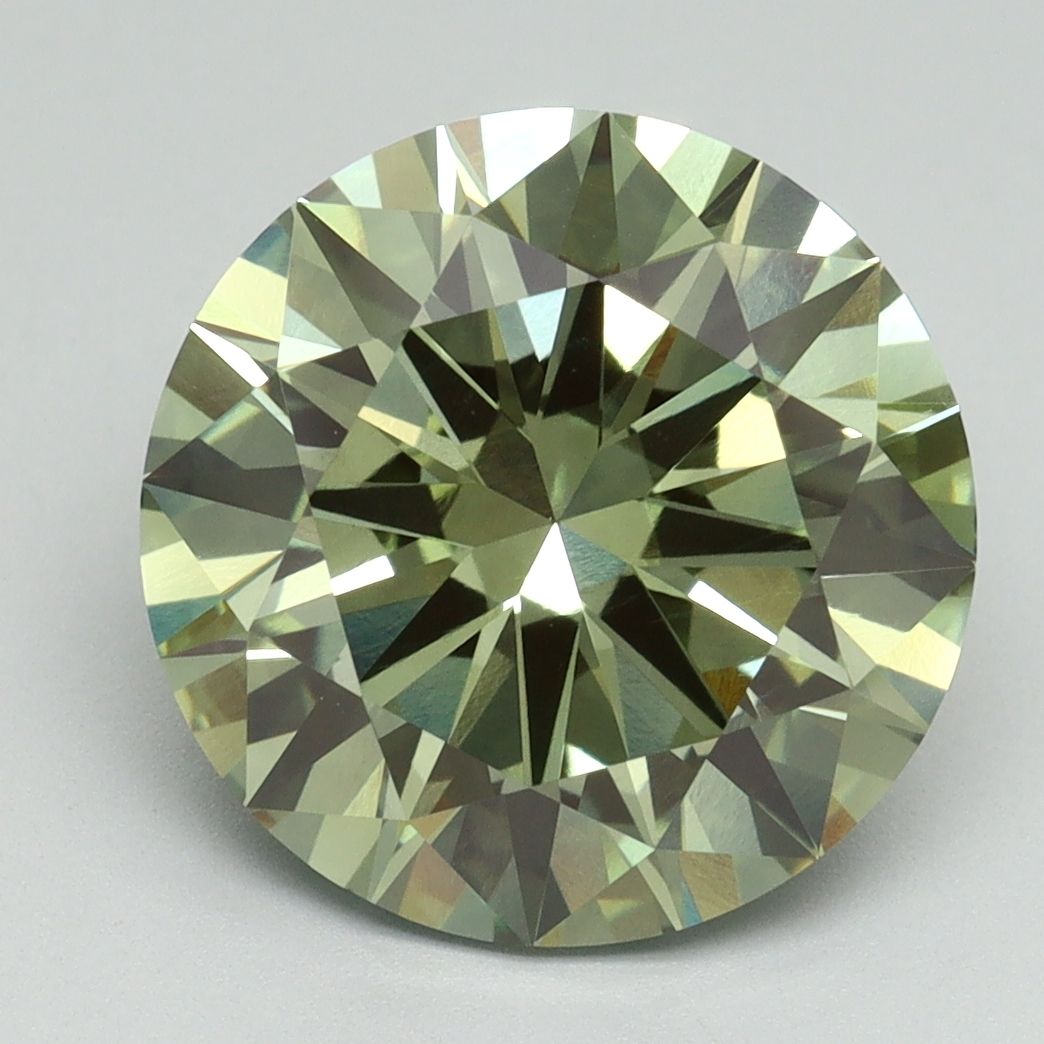 Lab-Grown Round Diamond - 5.04 Carats, Fancy Vivid Green Color, VS1 Clarity - Certified by IGI - Report Number: LG645462717