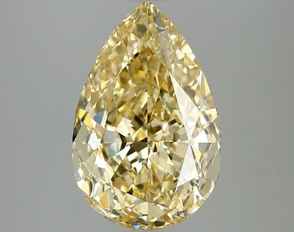 Lab-Grown Pear Diamond - 4.06 Carats, Fancy Intense Yellow Color, VVS2 Clarity - Certified by IGI - Report Number: LG663405908