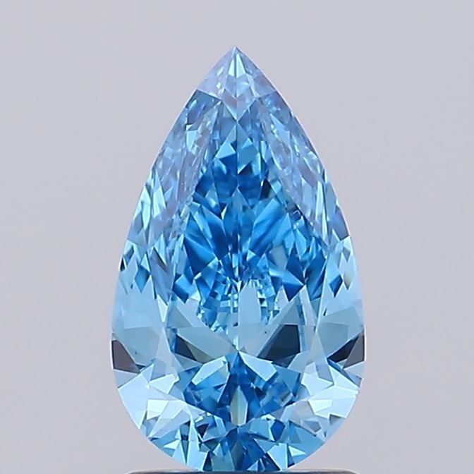 Lab-Grown Pear Diamond - 1.51 Carats, Fancy Vivid Blue Color, VS1 Clarity - Certified by IGI - Report Number: LG681534283