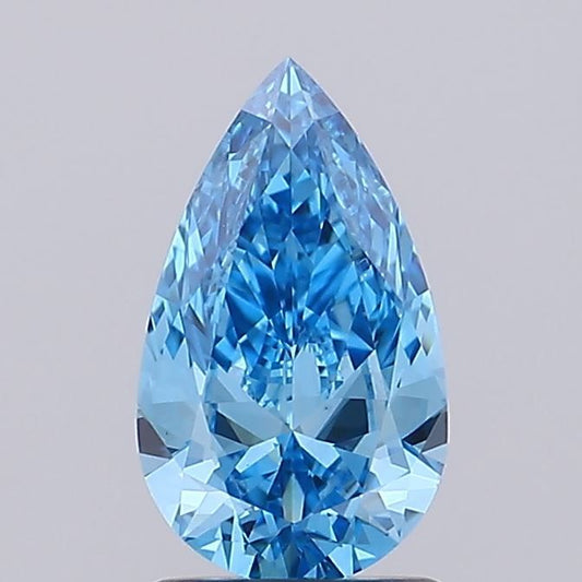 Lab-Grown Pear Diamond - 1.51 Carats, Fancy Vivid Blue Color, VS1 Clarity - Certified by IGI - Report Number: LG681534283