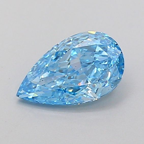 Lab-Grown Pear Diamond - 0.66 Carats, Fancy Vivid Blue Color, VS2 Clarity - Certified by IGI - Report Number: LG689578372