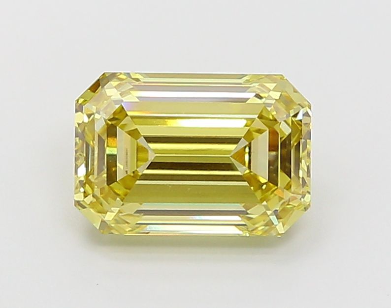 Lab-Grown Emerald Diamond - 3.08 Carats, Fancy Intense Yellow Color, VVS2 Clarity - Certified by IGI - Report Number: LG680508641