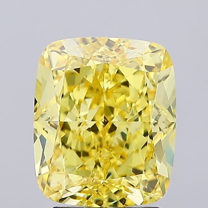 Lab-Grown Cushion Diamond - 3.5 Carats, Fancy Vivid Yellow Color, VS1 Clarity - Certified by IGI - Report Number: LG659462052