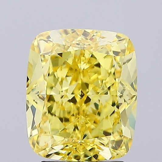 Lab-Grown Cushion Diamond - 3.5 Carats, Fancy Vivid Yellow Color, VS1 Clarity - Certified by IGI - Report Number: LG659462052