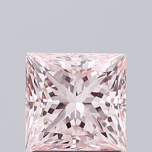 Lab-Grown Princess Diamond - 1.55 Carats, Fancy Pink Color, VS1 Clarity - Certified by IGI - Report Number: LG647475692