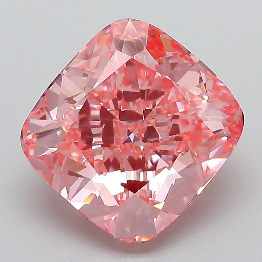 Lab-Grown Cushion Diamond - 4.05 Carats, Fancy Vivid Pink Color, VVS2 Clarity - Certified by IGI - Report Number: LG629483781