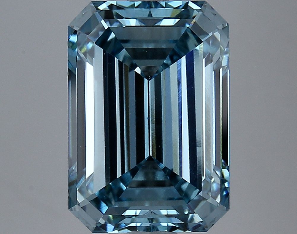 Lab-Grown Emerald Diamond - 6.4 Carats, Fancy Intense Blue Color, VS1 Clarity - Certified by IGI - Report Number: LG633407282