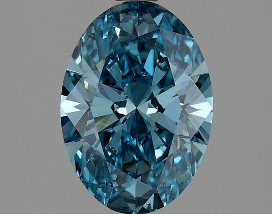 Lab-Grown Oval Diamond - 2.02 Carats, Fancy Vivid Blue Color, VS2 Clarity - Certified by IGI - Report Number: LG634481173