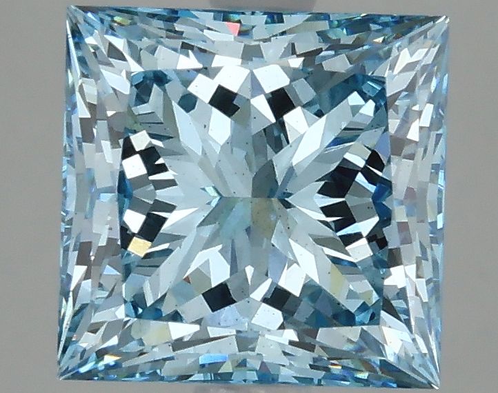 Lab-Grown Princess Diamond - 3.13 Carats, Fancy Vivid Blue Color, VS2 Clarity - Certified by IGI - Report Number: LG632446714