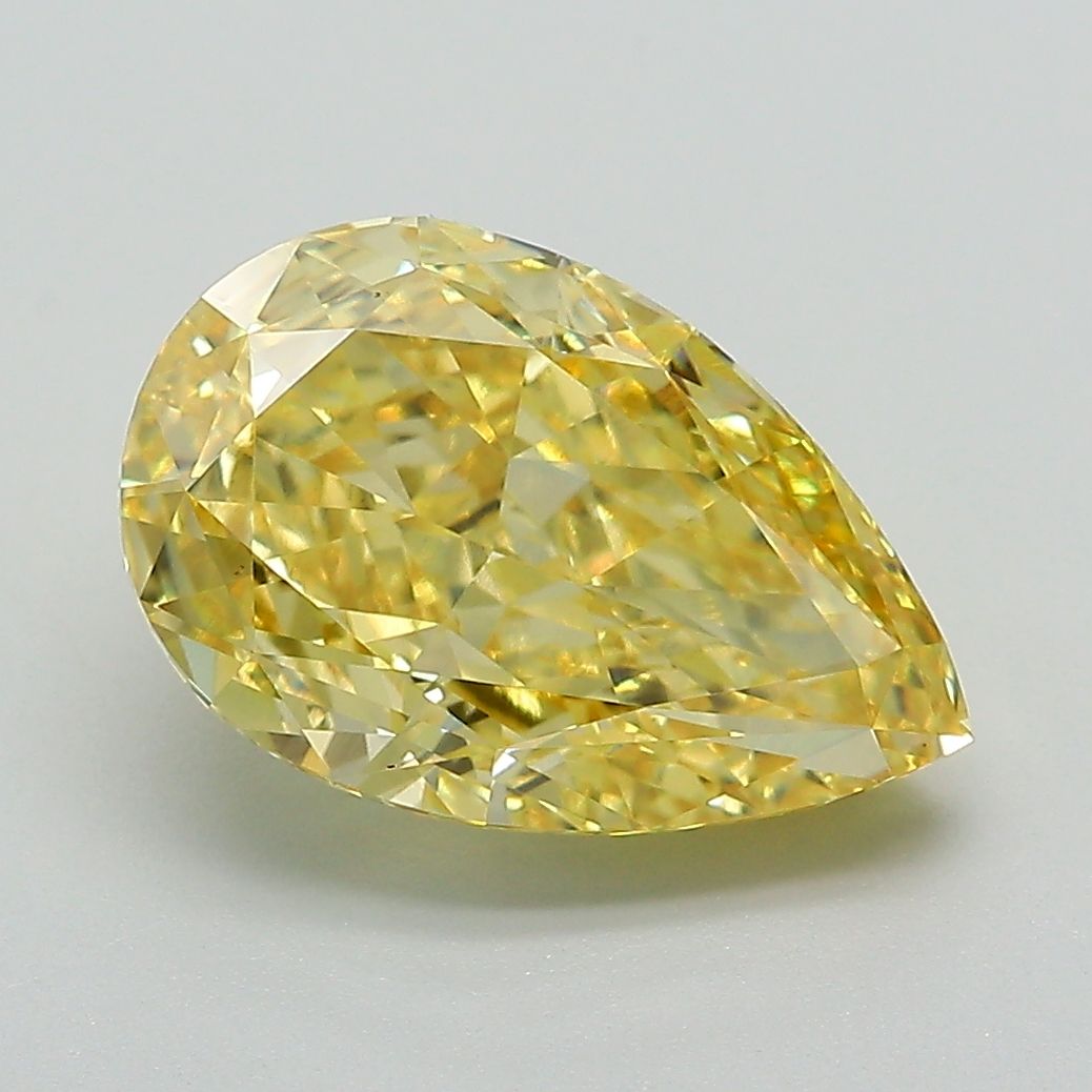 Lab-Grown Pear Diamond - 3.53 Carats, Fancy Vivid Yellow Color, VS1 Clarity - Certified by IGI - Report Number: LG677546279
