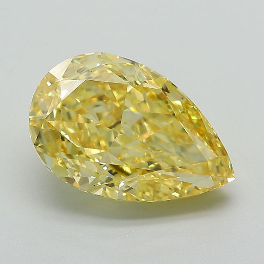 Lab-Grown Pear Diamond - 3.53 Carats, Fancy Vivid Yellow Color, VS1 Clarity - Certified by IGI - Report Number: LG677546279