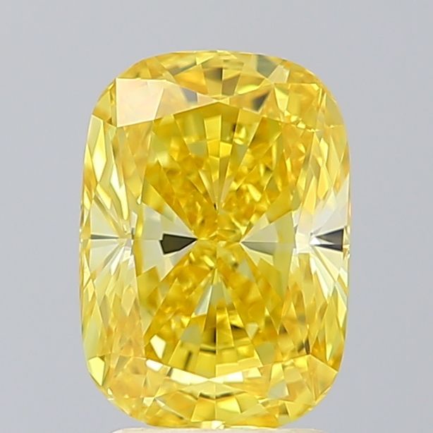 Lab-Grown Cushion Diamond - 2.52 Carats, Fancy Vivid Yellow Color, VVS2 Clarity - Certified by IGI - Report Number: LG603338317
