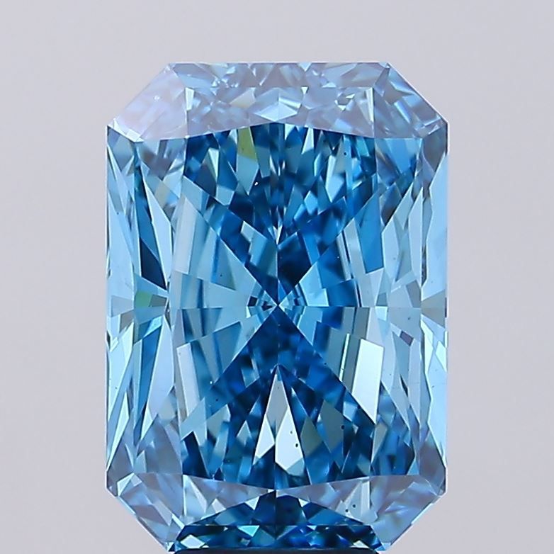 Lab-Grown Radiant Diamond - 8.02 Carats, Fancy Vivid Blue Color, VS2 Clarity - Certified by IGI - Report Number: LG678509539