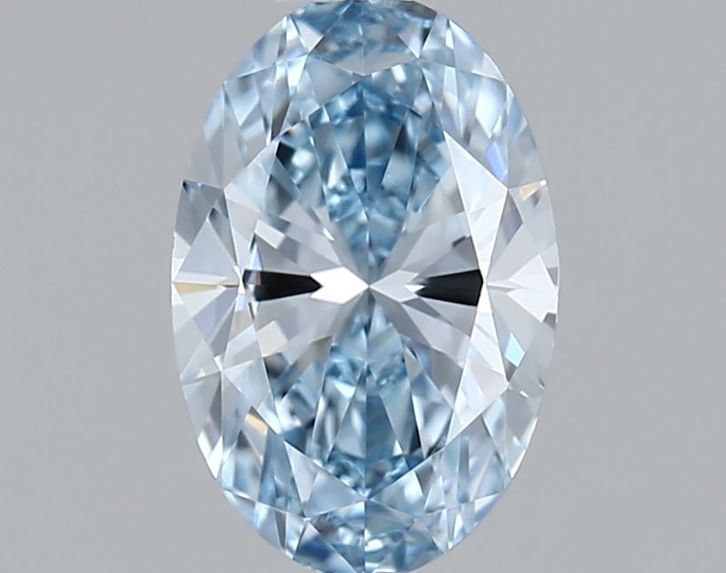 Lab-Grown Oval Diamond - 0.52 Carats, Fancy Vivid Blue Color, VVS1 Clarity - Certified by IGI - Report Number: LG656496783