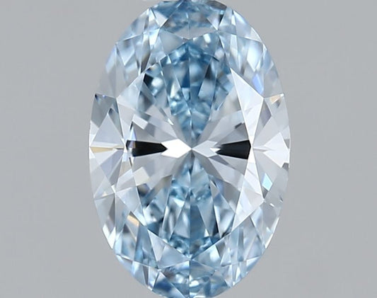 Lab-Grown Oval Diamond - 0.52 Carats, Fancy Vivid Blue Color, VVS1 Clarity - Certified by IGI - Report Number: LG656496783