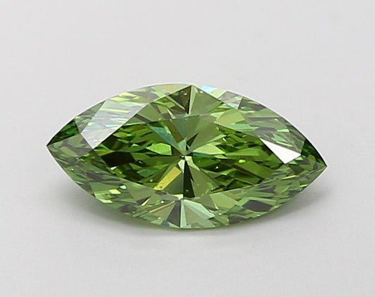 Lab-Grown Marquise Diamond - 1.07 Carats, Fancy Vivid Green Color, VVS2 Clarity - Certified by IGI - Report Number: LG660422352