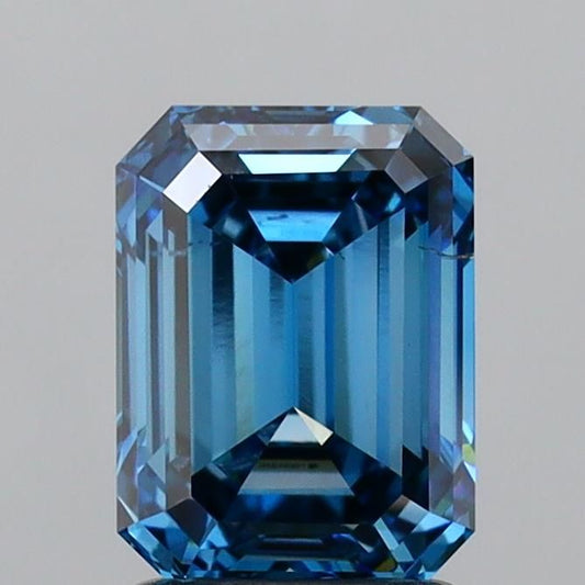 Lab-Grown Emerald Diamond - 2.0 Carats, Fancy Vivid Blue Color, VS2 Clarity - Certified by IGI - Report Number: LG616419541