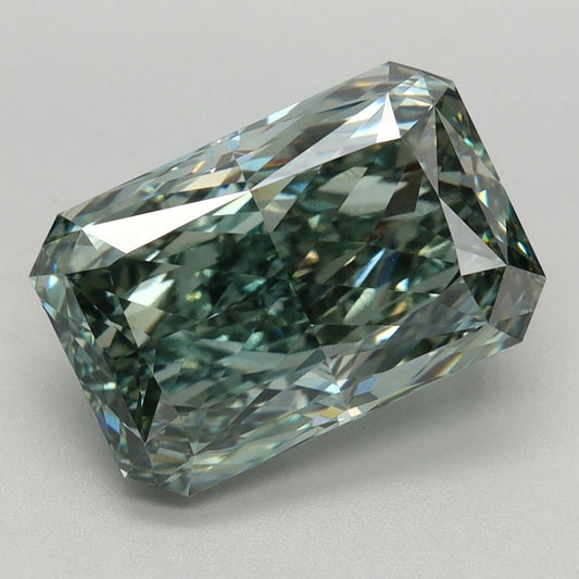 Lab-Grown Radiant Diamond - 3.6 Carats, Fancy Vivid Green Color, VVS2 Clarity - Certified by IGI - Report Number: LG660472763